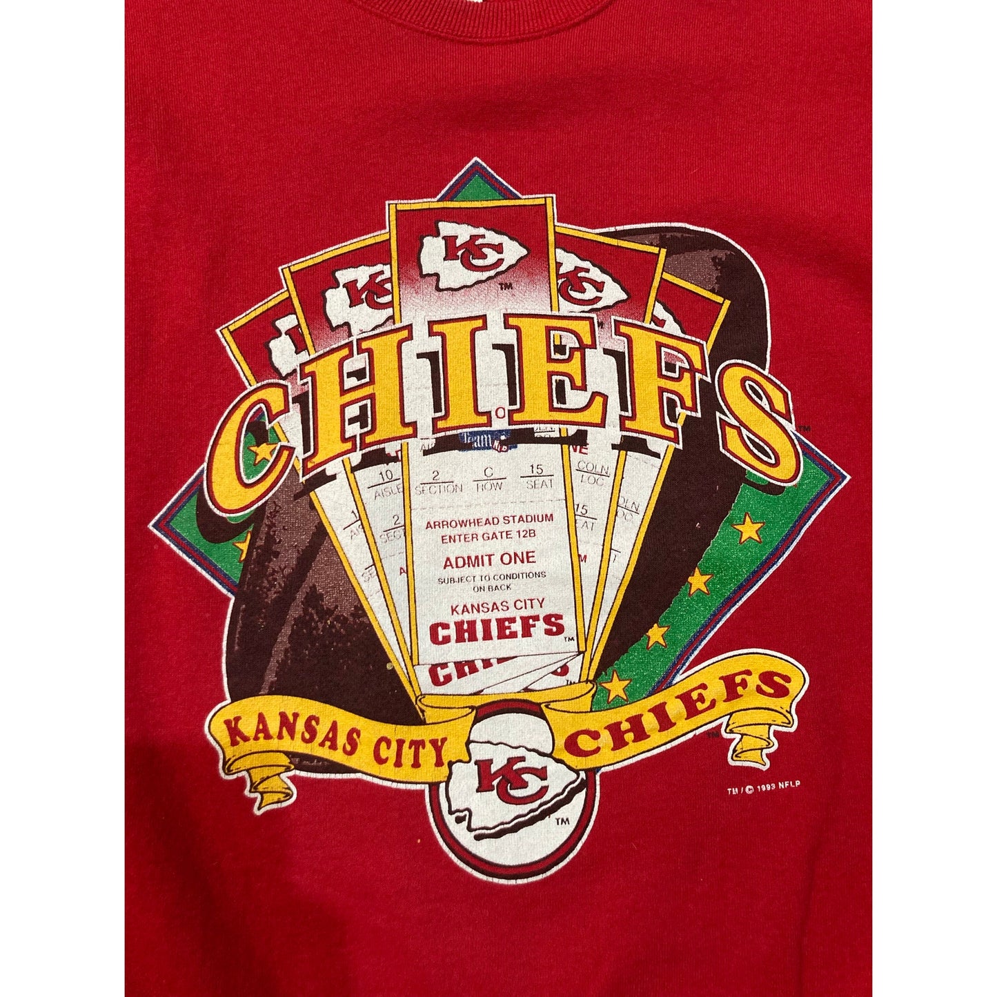 Vintage 1993 Kansas City Chiefs Ticket Crewneck XL