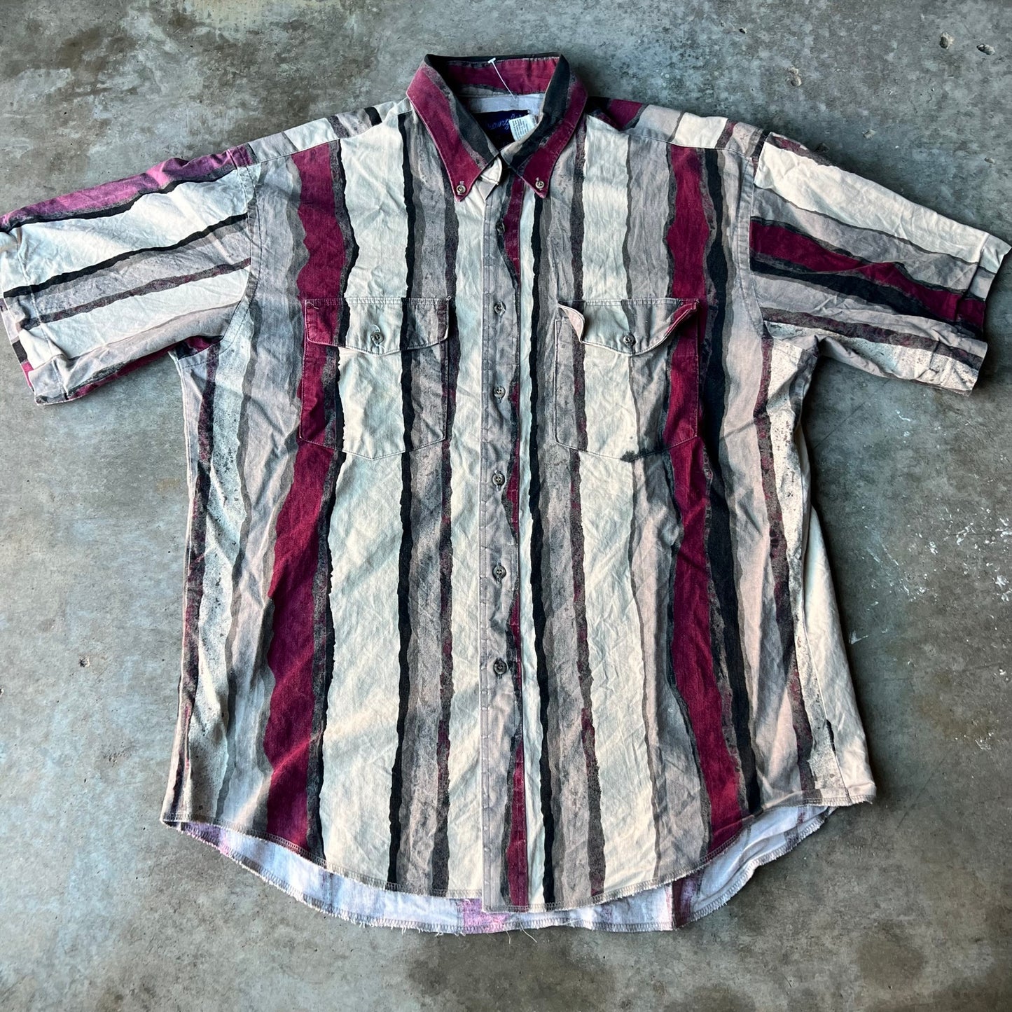 Vintage Wrangler Brushpopper Striped Button Shirt