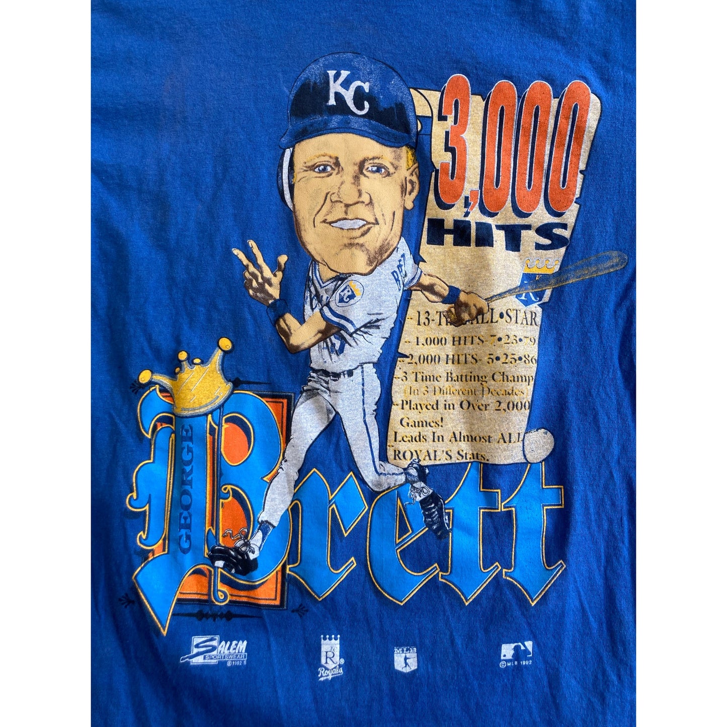 Vintage 90s George Brett Kansas City Royals Salem T Shirt Large