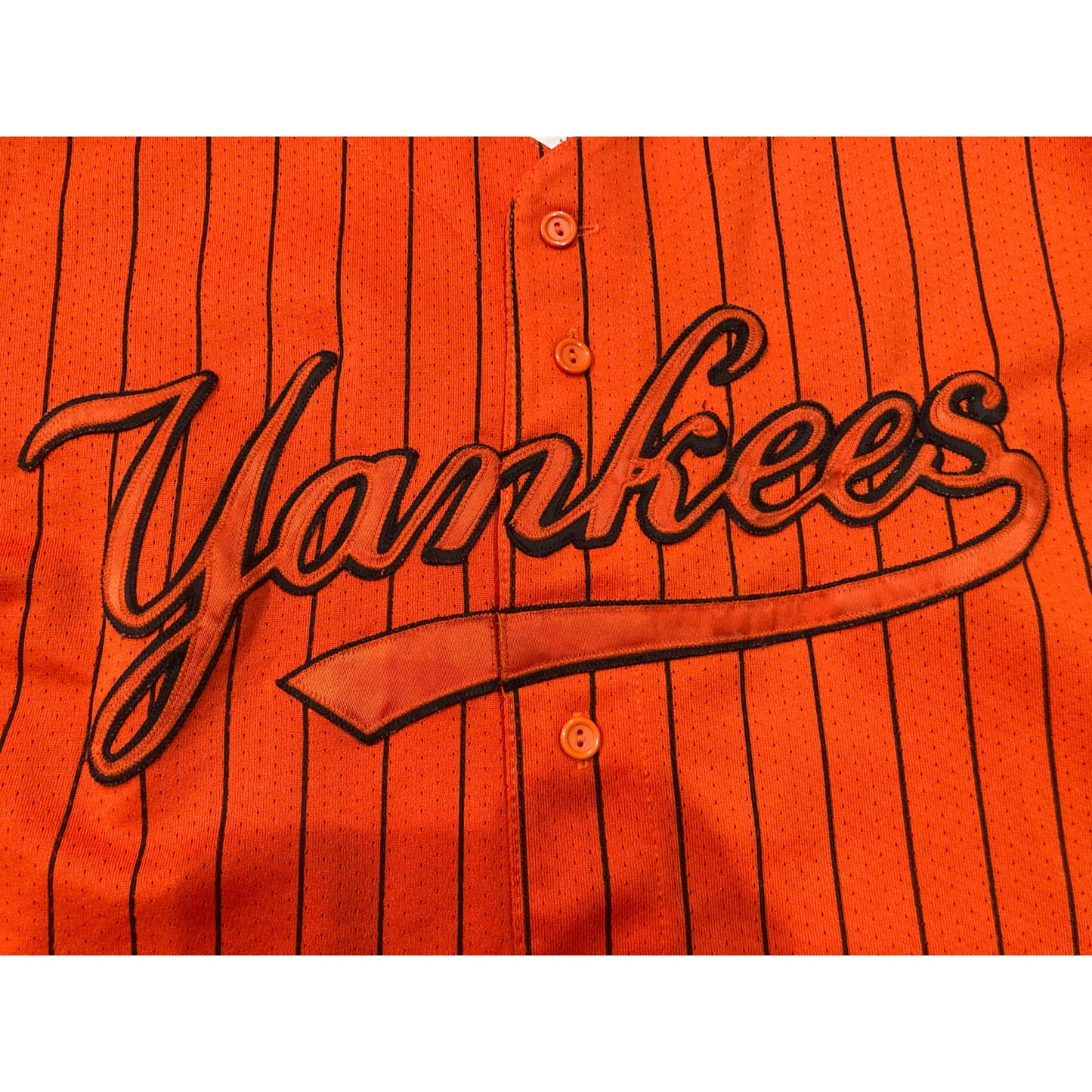 Vintage Yankees Majestic MLB Orange Halloween Jersey Rare XXL