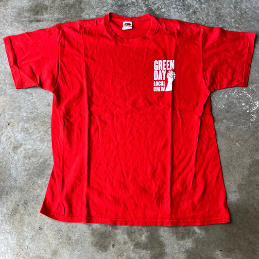 2000s Y2K Green Day Local Crew T Shirt Red