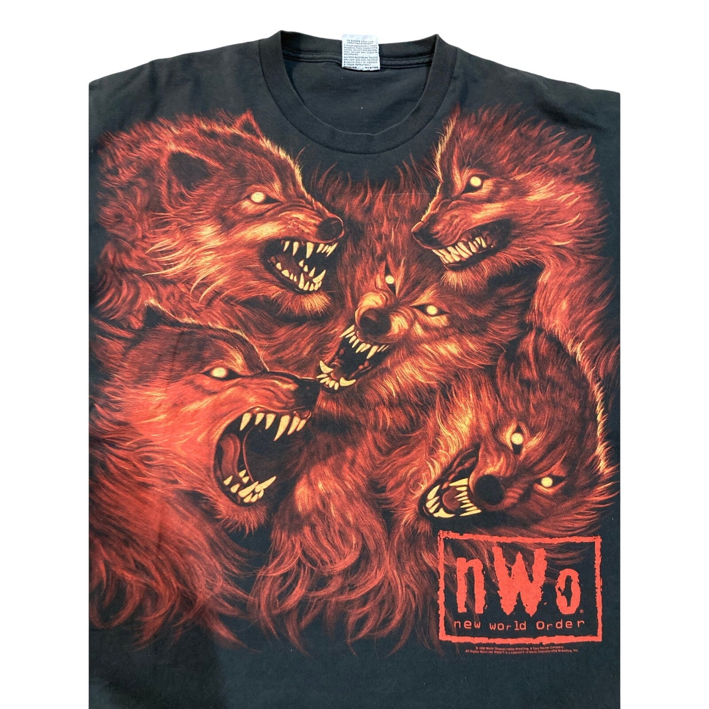 Vintage 1998 New World Order NWO Wolfpac Liquid Blue T Shirt XXL